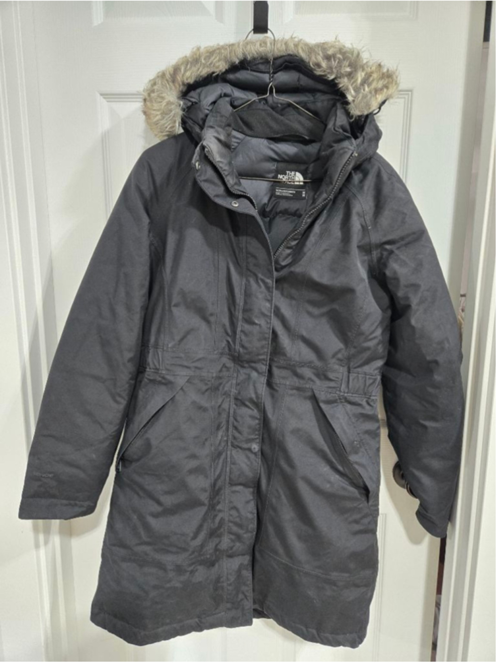 Women's The North Face Black Puffer Jacket with Faux Fur Hood M